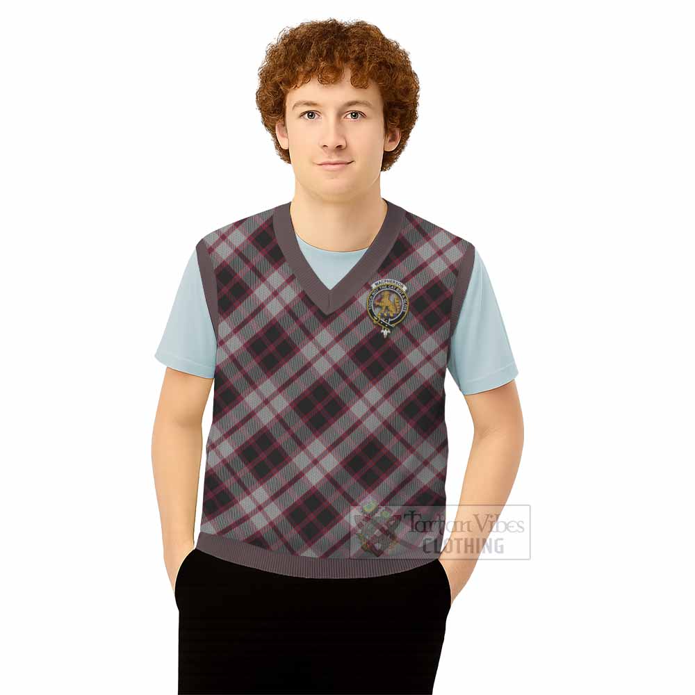 MacPherson (McPherson) Tartan Knitted V-Neck Vest with Family Crest Cross Style