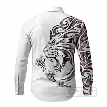 MacPherson (McPherson) Tartan Lion Roar Long Sleeve Button Shirts Alba Gu Brath with Celtic Motifs
