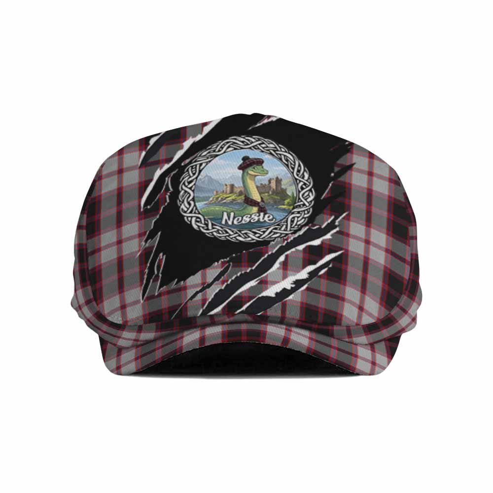 MacPherson (McPherson) Tartan Loch Ness Monster Flat Cap, Jeff Cap Celtic Knot Nessie Art