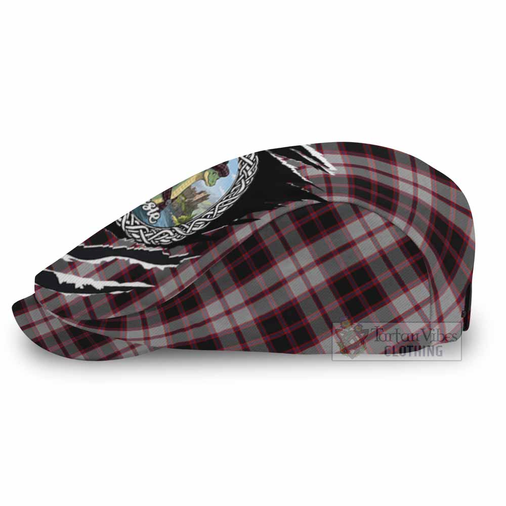MacPherson (McPherson) Tartan Loch Ness Monster Flat Cap, Jeff Cap Celtic Knot Nessie Art