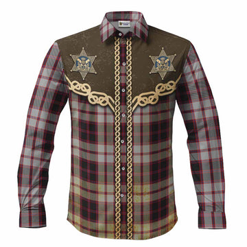 MacPherson (McPherson) Tartan Long Sleeve Button Shirts Bigfoot Riding The Kelpie Monster