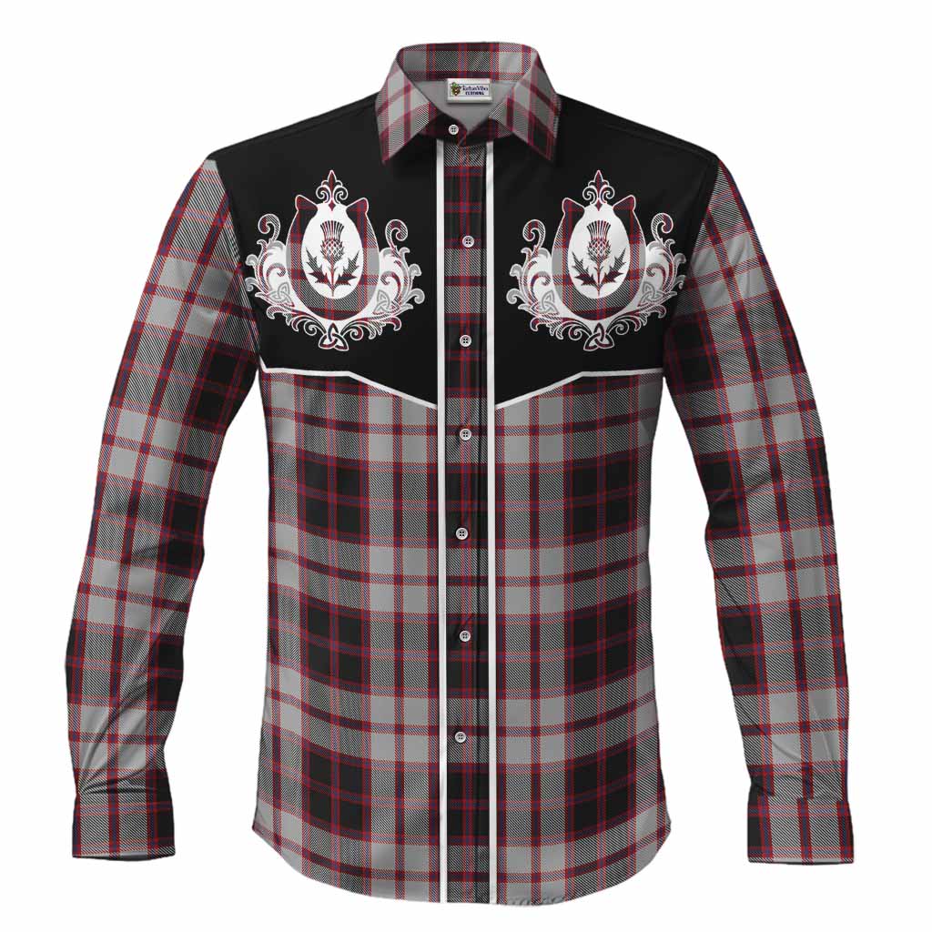 MacPherson (McPherson) Tartan Long Sleeve Button Shirts Horseshoe Ornament Men's Shirt S - Tartan Vibes Clothing