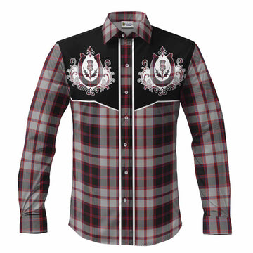 MacPherson (McPherson) Tartan Long Sleeve Button Shirts Horseshoe Ornament Men's Shirt S - Tartan Vibes Clothing