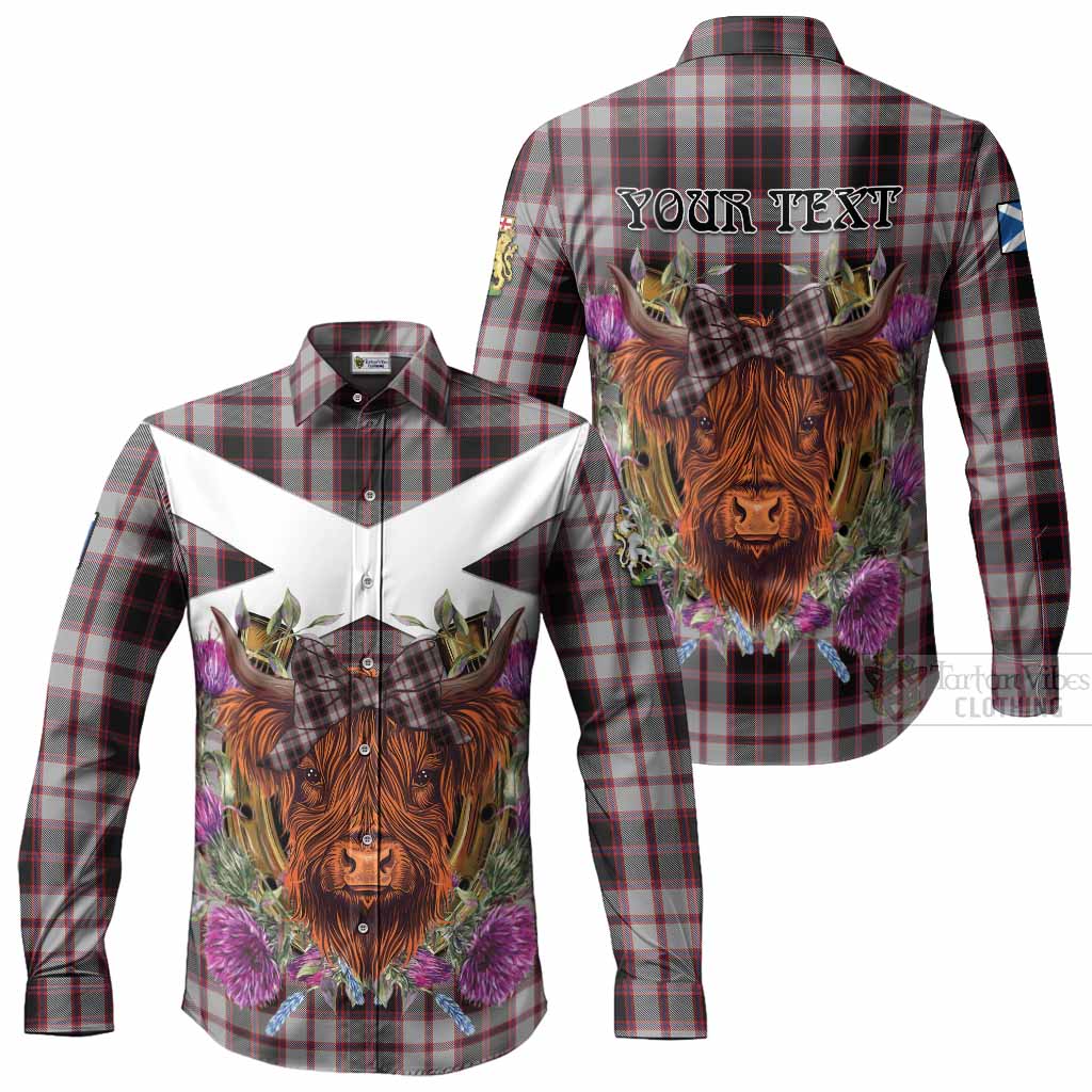 MacPherson (McPherson) Tartan Long Sleeve Button Shirts Scottish Thistle Heilan Coo