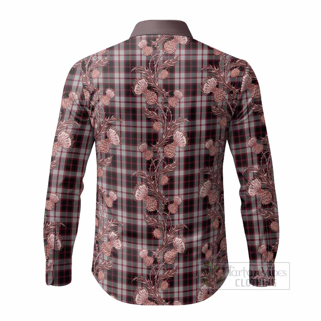 MacPherson (McPherson) Tartan Long Sleeve Button Shirts Seamless Scottish Thistle Flowers