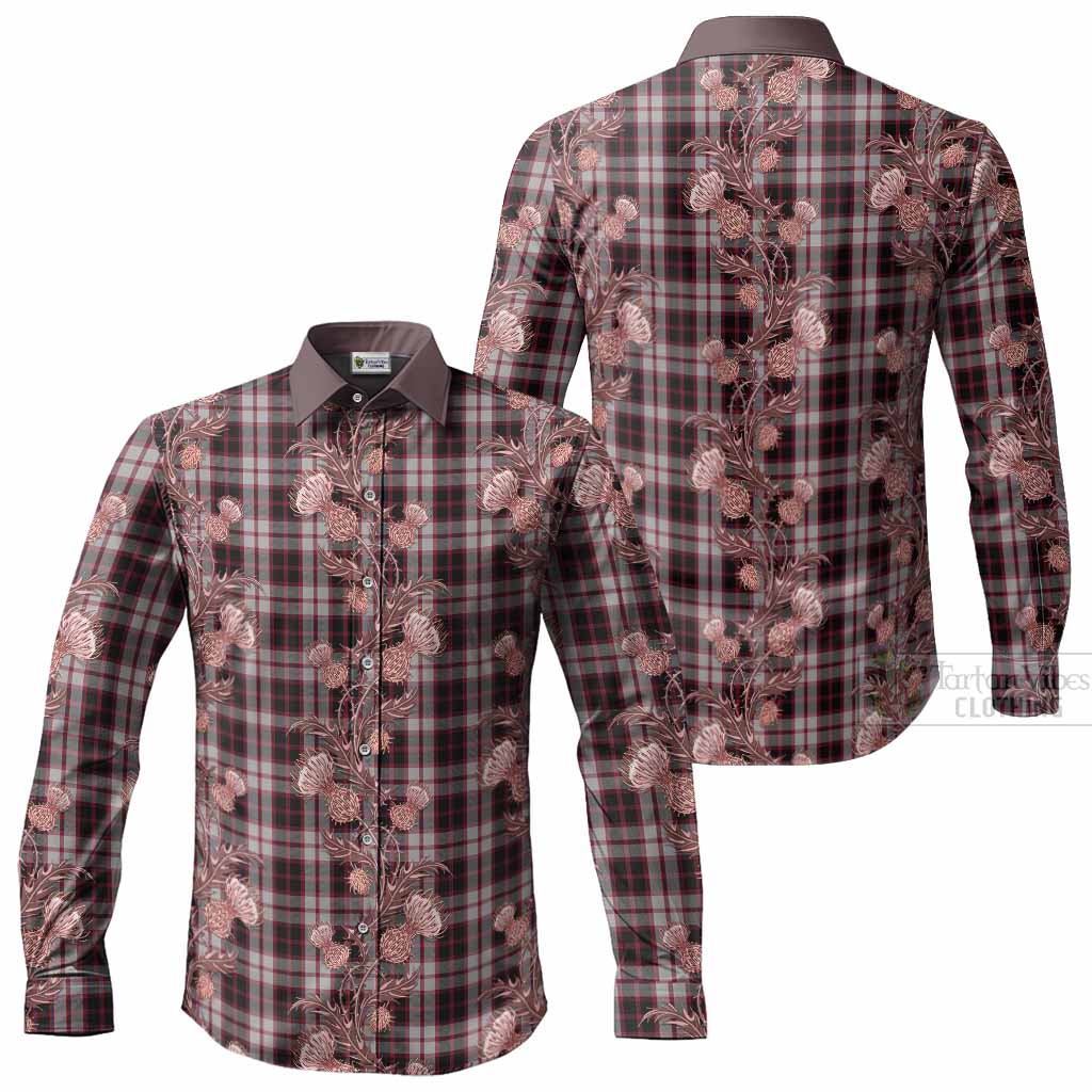 MacPherson (McPherson) Tartan Long Sleeve Button Shirts Seamless Scottish Thistle Flowers