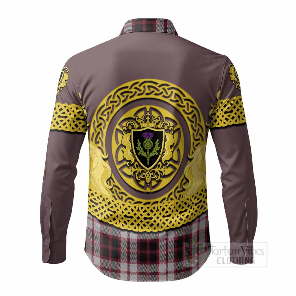 MacPherson (McPherson) Tartan Long Sleeve Button Shirts Unicorn Celtic Knot And Thistle Emblem - Tartan Vibes Clothing
