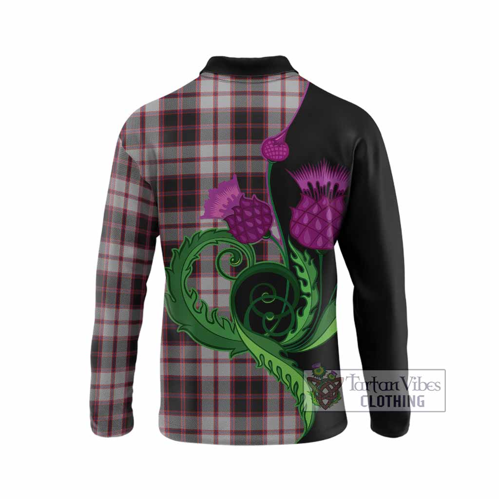 MacPherson (McPherson) Tartan Long Sleeve Polo Shirt Traditional Scottish Thistle