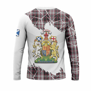 MacPherson (McPherson) Tartan Long Sleeve T-Shirt with Family Crest and Lion Rampant Grunge Style