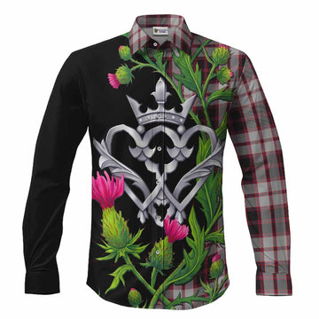 MacPherson (McPherson) Tartan Luckenbooth Long Sleeve Button Shirts Silver Heart Crown Thistle Floral Men's Shirt S - Tartan Vibes Clothing