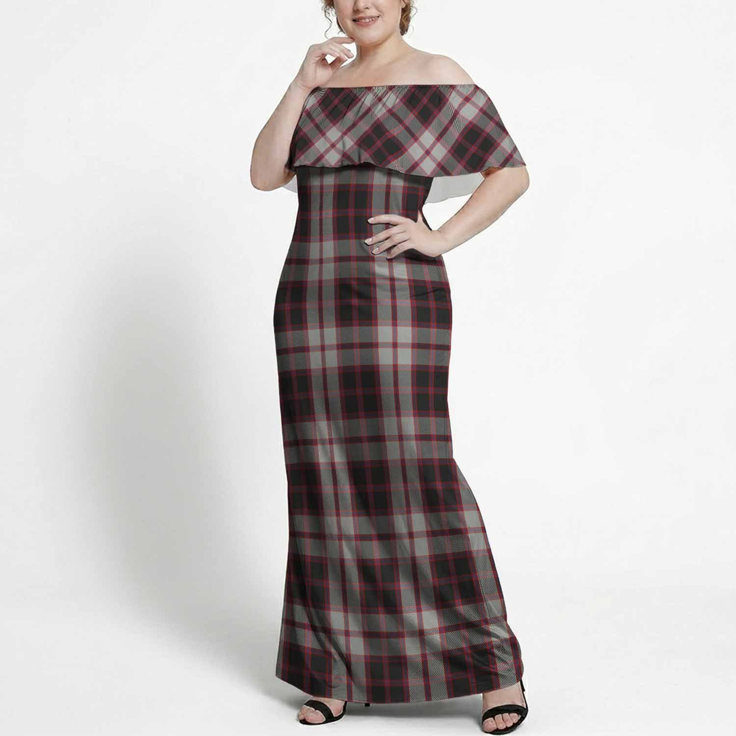 MacPherson (McPherson) Tartan Off Shoulder Ruffle Maxi Dress 10XL - Tartan Vibes Clothing