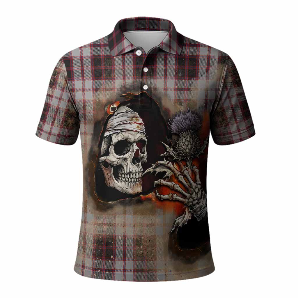 MacPherson (McPherson) Tartan Polo Shirt Halloween Skeleton With Thistle Burning Effect