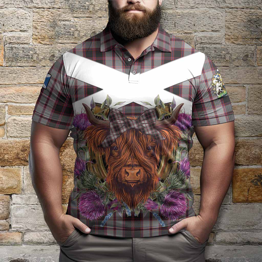 MacPherson (McPherson) Tartan Polo Shirt Scottish Thistle Heilan Coo