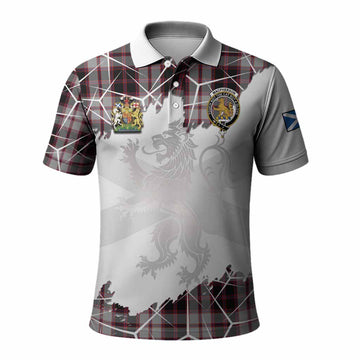 MacPherson (McPherson) Tartan Polo Shirt with Family Crest and Lion Rampant Grunge Style