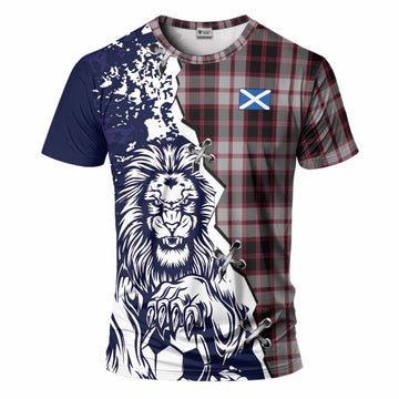 MacPherson (McPherson) Tartan Scottish T-Shirt Angry Lion With Soccer Ball Style