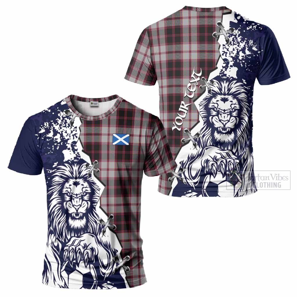 MacPherson (McPherson) Tartan Scottish T-Shirt Angry Lion With Soccer Ball Style