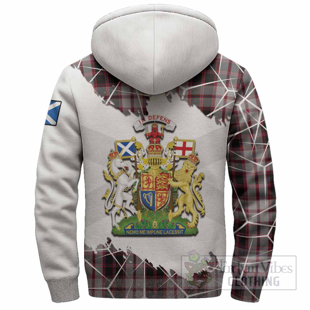 MacPherson (McPherson) Tartan Sherpa Hoodie with Family Crest and Lion Rampant Grunge Style