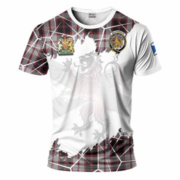 MacPherson (McPherson) Tartan T-Shirt with Family Crest and Lion Rampant Grunge Style