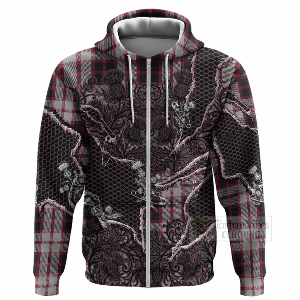 MacPherson (McPherson) Tartan Thistle Dark Gothic Hoodie Zip Hoodie - Tartan Vibes Clothing
