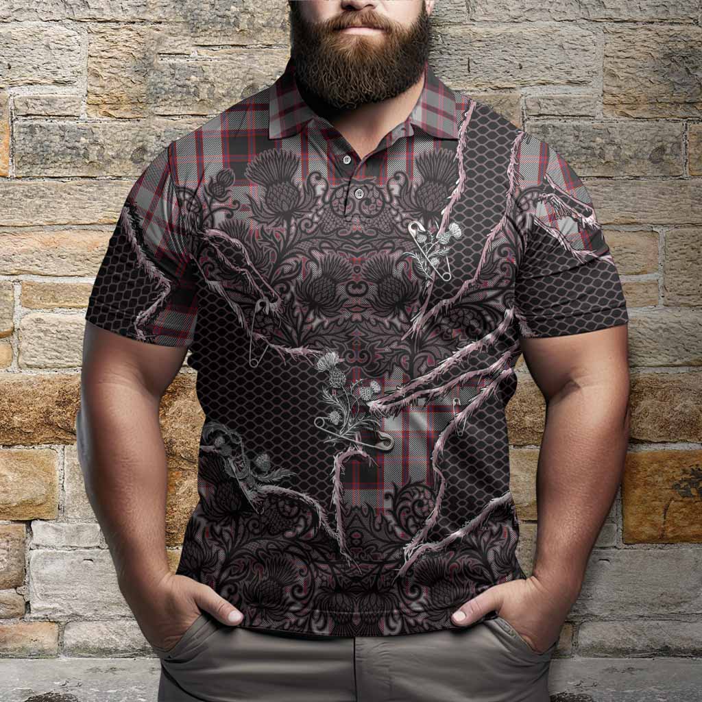 MacPherson (McPherson) Tartan Thistle Dark Gothic Polo Shirt - Tartan Vibes Clothing