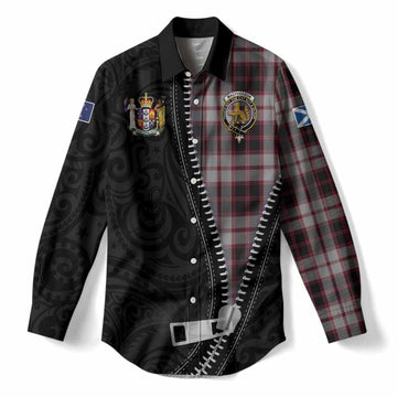 MacPherson (McPherson) Tartan Women Casual Shirt New Zealand Pattern Unique Zipper Stylized