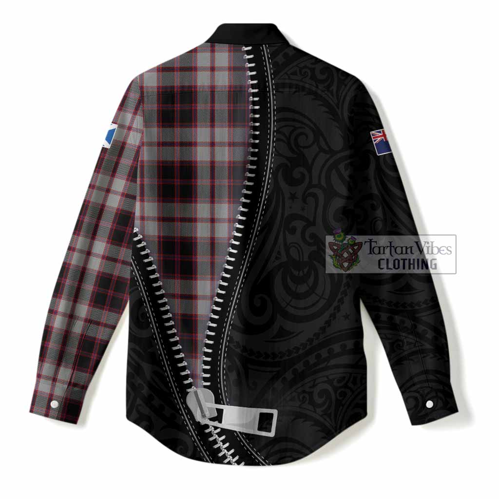 MacPherson (McPherson) Tartan Women Casual Shirt New Zealand Pattern Unique Zipper Stylized