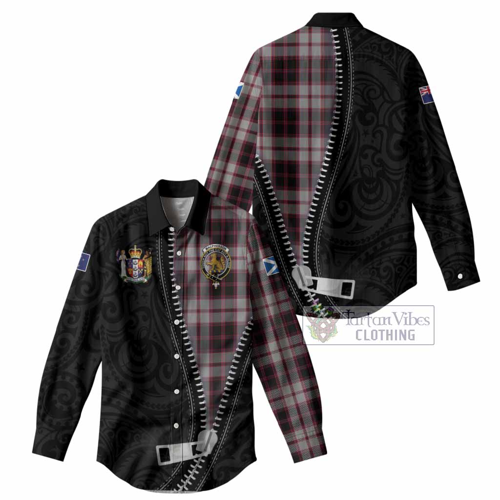 MacPherson (McPherson) Tartan Women Casual Shirt New Zealand Pattern Unique Zipper Stylized