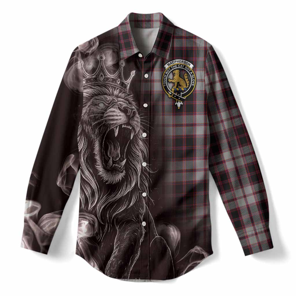 MacPherson (McPherson) Tartan Women Casual Shirt Roaring Lion Heritage