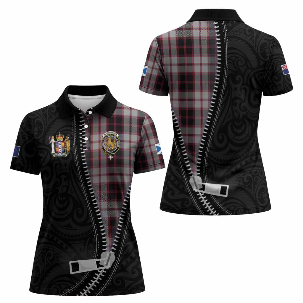 MacPherson (McPherson) Tartan Women Polo Shirt New Zealand Pattern Unique Zipper Stylized