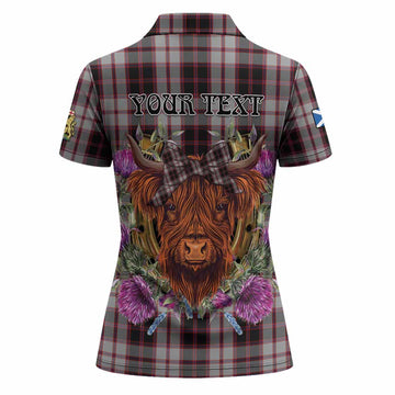 MacPherson (McPherson) Tartan Women Polo Shirt Scottish Thistle Heilan Coo
