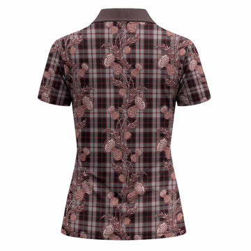 MacPherson (McPherson) Tartan Women Polo Shirt Seamless Scottish Thistle Flowers