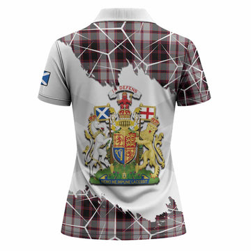 MacPherson (McPherson) Tartan Women Polo Shirt with Family Crest and Lion Rampant Grunge Style