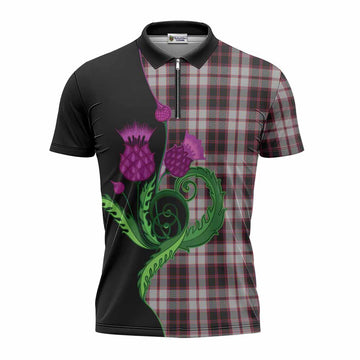MacPherson (McPherson) Tartan Zipper Polo Shirt Traditional Scottish Thistle