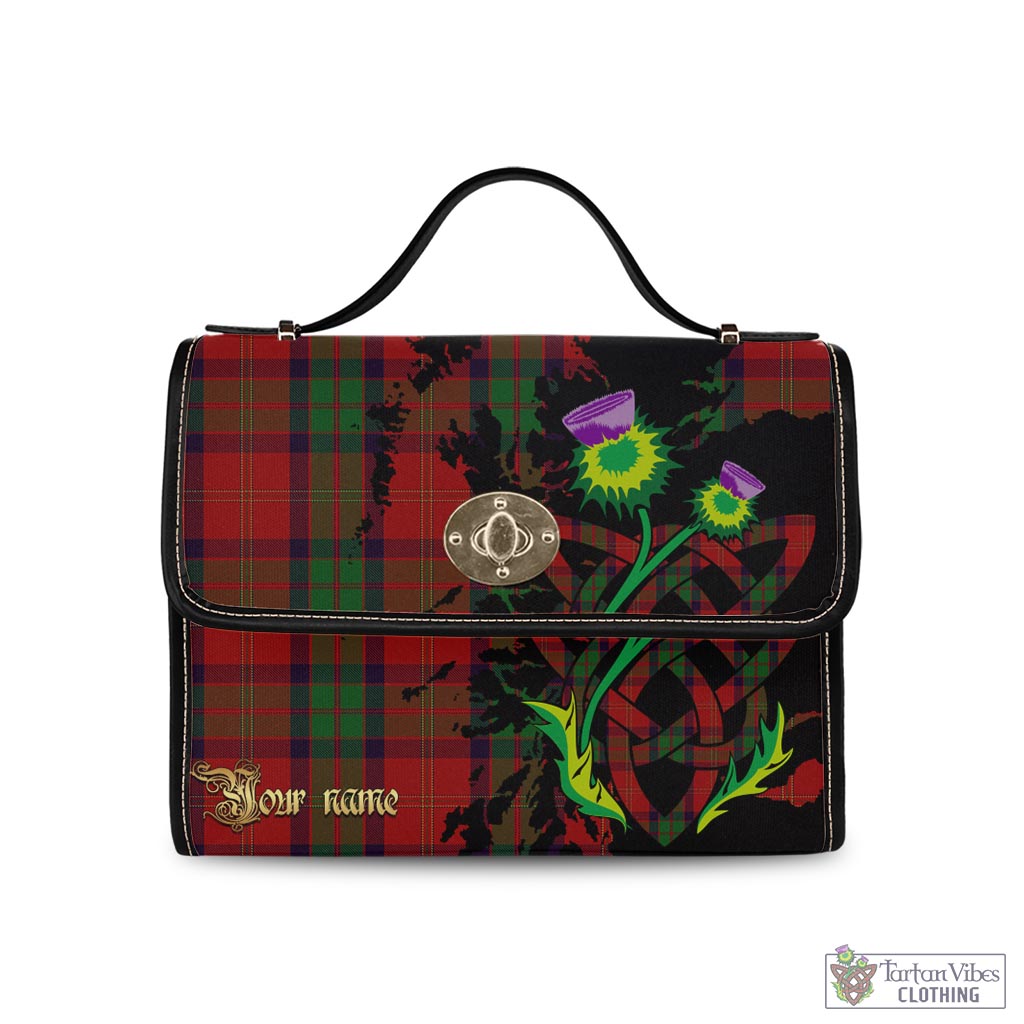 Tartan Vibes Clothing MacPherson of Cluny Tartan Waterproof Canvas Bag with Scotland Map and Thistle Celtic Accents