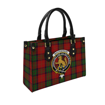 MacPherson of Cluny Tartan Leather Bag with Family Crest
