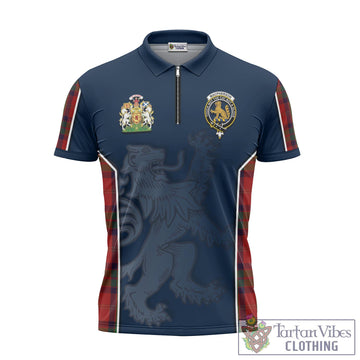 MacPherson of Cluny Tartan Zipper Polo Shirt with Family Crest and Lion Rampant Vibes Sport Style