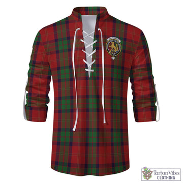 MacPherson of Cluny Tartan Men's Scottish Traditional Jacobite Ghillie Kilt Shirt with Family Crest