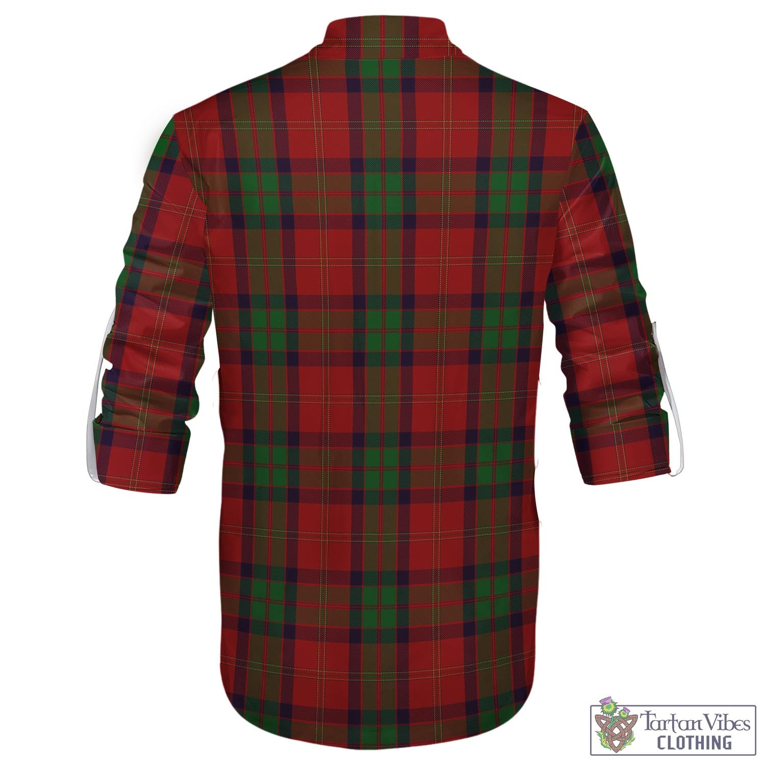 Tartan Vibes Clothing MacPherson of Cluny Tartan Men's Scottish Traditional Jacobite Ghillie Kilt Shirt with Family Crest