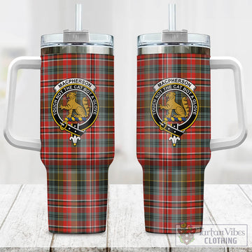 MacPherson Weathered Tartan and Family Crest Tumbler with Handle
