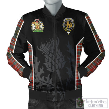 MacPherson Weathered Tartan Bomber Jacket with Family Crest and Scottish Thistle Vibes Sport Style