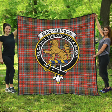 MacPherson Weathered Tartan Quilt with Family Crest