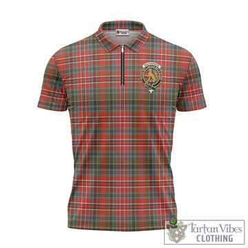 MacPherson Weathered Tartan Zipper Polo Shirt with Family Crest
