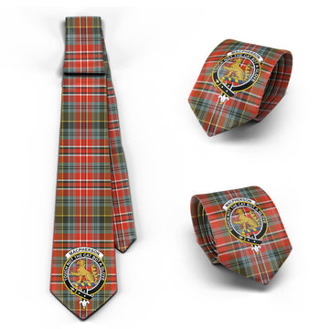 MacPherson Weathered Tartan Classic Necktie with Family Crest