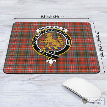 MacPherson Weathered Tartan Mouse Pad with Family Crest