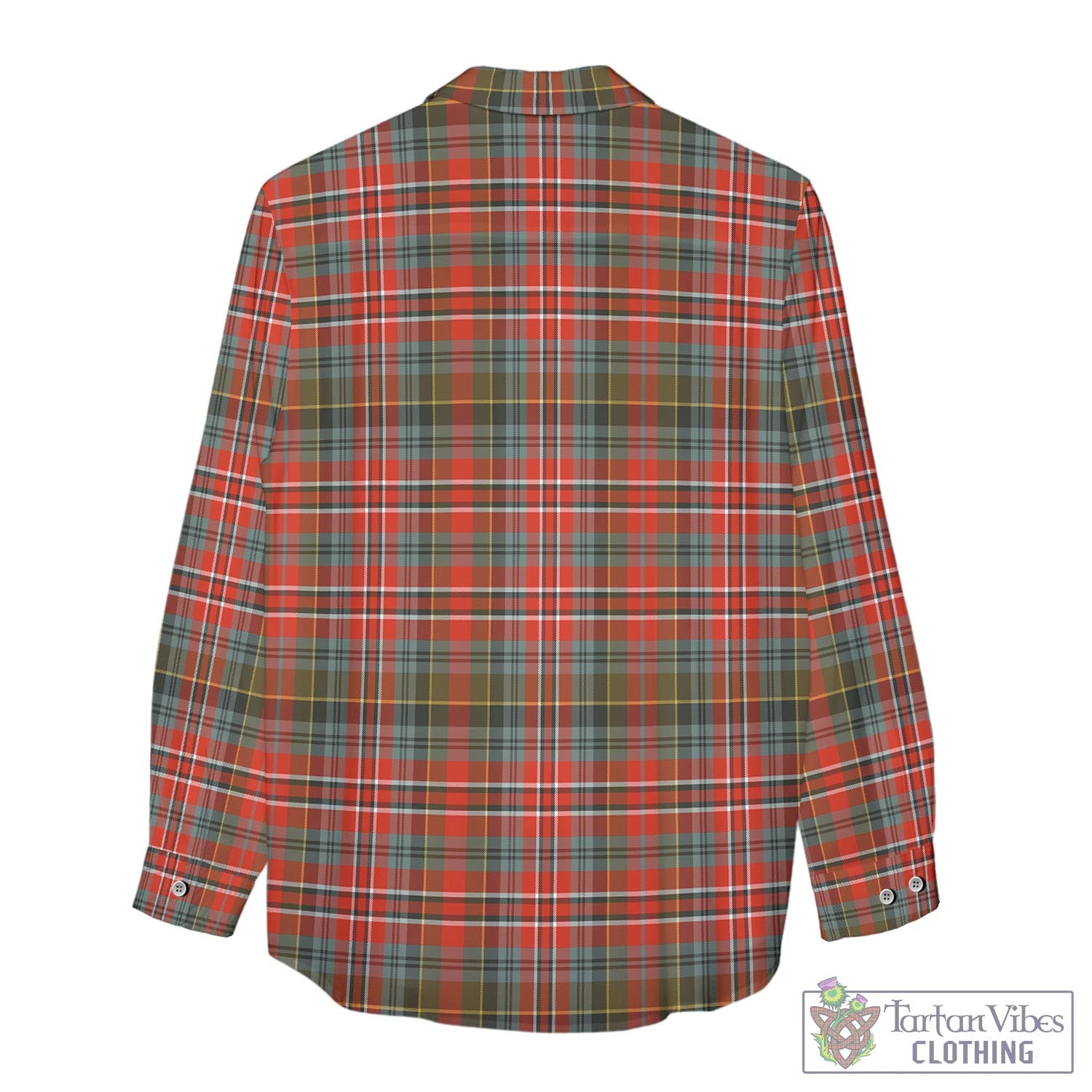 Tartan Vibes Clothing MacPherson Weathered Tartan Womens Casual Shirt with Family Crest