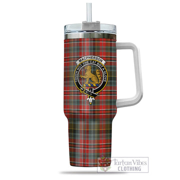 MacPherson Weathered Tartan and Family Crest Tumbler with Handle