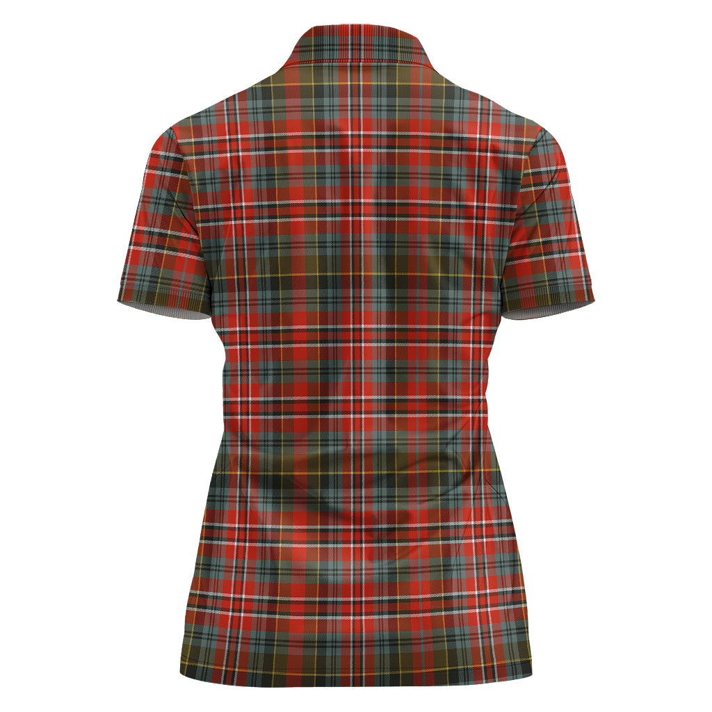MacPherson Weathered Tartan Polo Shirt with Family Crest For Women - Tartanvibesclothing