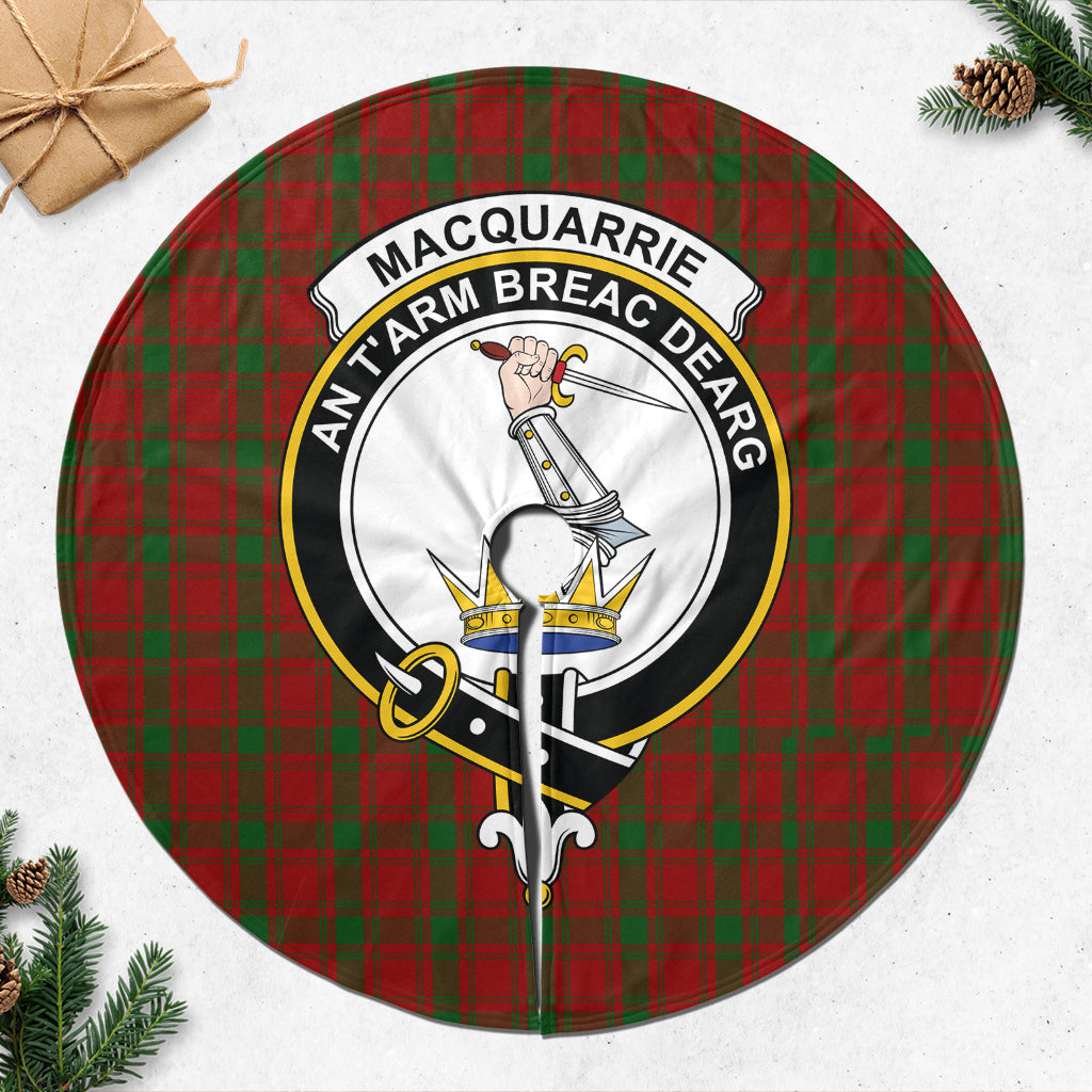 MacQuarrie Tartan Christmas Tree Skirt with Family Crest - Tartanvibesclothing