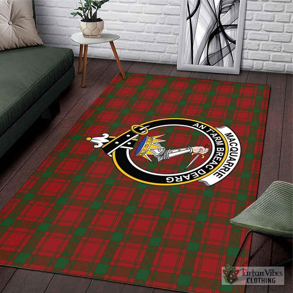Tartan Vibes Clothing MacQuarrie Tartan Area Rug with Family Crest