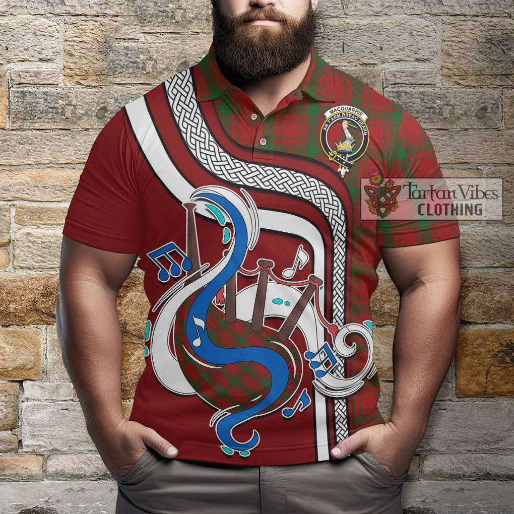 Tartan Vibes Clothing MacQuarrie Tartan Polo Shirt with Epic Bagpipe Style